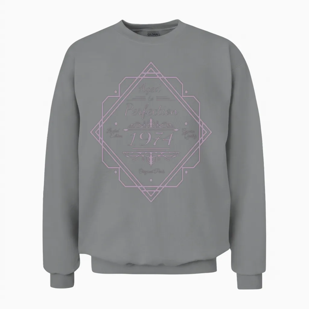 1974 Vintage Aged to Perfection 50th Unisex Sweatshirt in Sport Grey