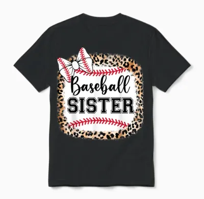 Toddler Baseball Sister Girl Youth Cute Little Biggest Fan Unisex T-Shirt - Black