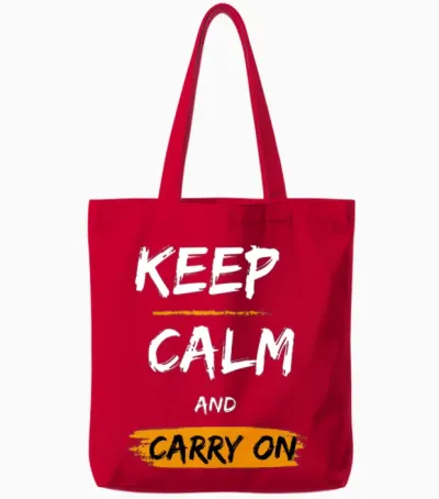 Keep Calm and Carry On Tote Bags - Red