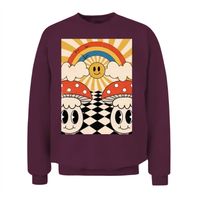 Retro Mushroom Unisex Sweatshirt - Maroon