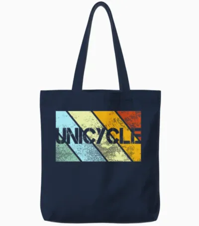 Unicycle Retro Tote Bags - Navy