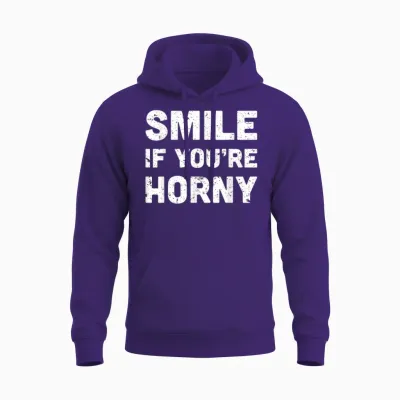 Smile if You're Horny Funny Adult Gag Gift Unisex Hoodie - Purple