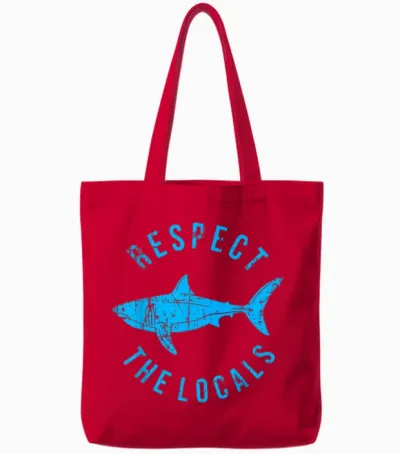 Respect the Locals Shark Ocean Animal Rights Biology Life Tote Bags - Red