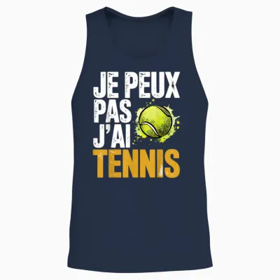 Graphic Original Je Peux Pas J'ai Tennis Unisex Tank Top - Navy