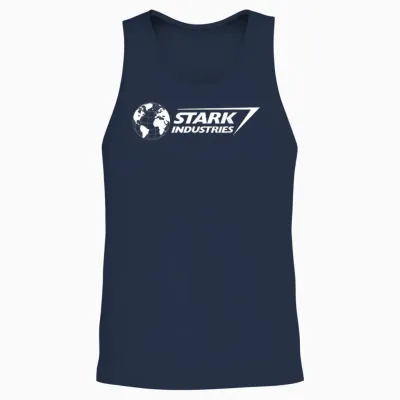 Marvel Iron Man Stark Industries Logo White Unisex Tank Top - Navy