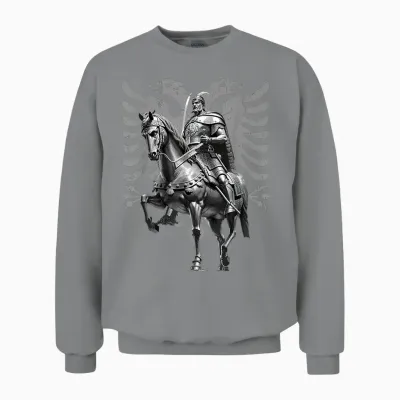 Albanien Albanischer Adler Kosovo Skënderbeu T-Shirt - Unisex Erwachsene - Schwarz - Small - Kurzarm - Klassisch - Albaner, Albanien-Interessierte Unisex Sweatshirt - Sport Grey