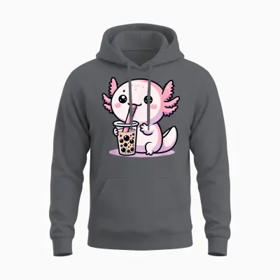 Axolotl Bubble Tea Boba Tea & Cute Anime Kawaii, Mädchen Frauen Unisex Hoodie - Charcoal