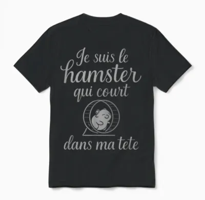 I'm the Hamster Running in My Head Novelty Unisex T-Shirt - Black