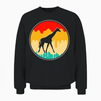 Giraffe Retro Unisex Sweatshirt - Black