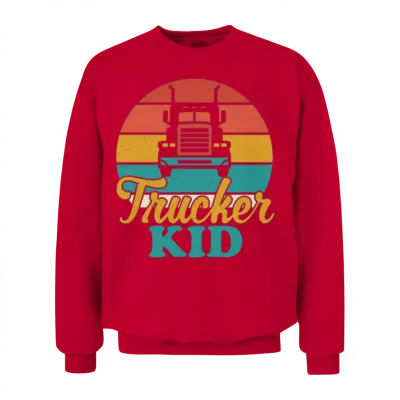 Trucker Kid - Retro Style Unisex Sweatshirt - Red