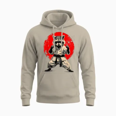 Karate and Judo | Japanese Martial Arts, Japan, Raccoon Unisex Hoodie - Sand