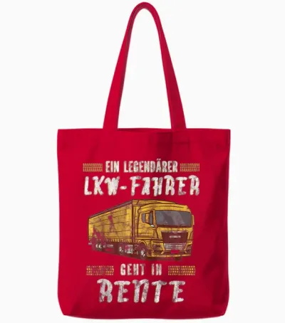 Männer Geschenk Für Lkw Fahrer Zum Ruhestand Rentner Trucker Ein Legendärer Lkw-Fahrer Geht in Rente Schwarz Klein Klassisch Trucker Halbarm Crew Neck Tote Bags - Red