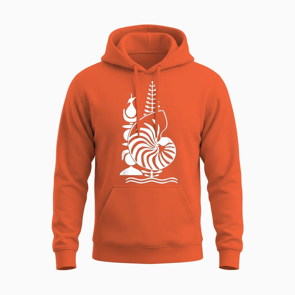 Kanak Emblem New Caledonia T-Shirt Gift Idea, Black, S Unisex Hoodie in Orange