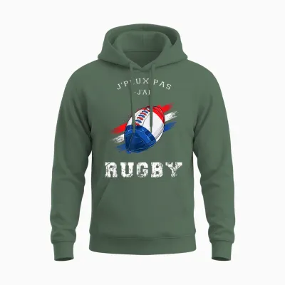 Funny Rugby Player Shirt, Je Peux Pas J'ai Rugby Design Unisex Hoodie - Military Green