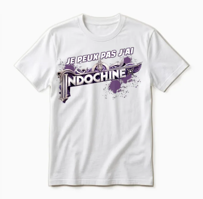 Indochine Design Fan Music Man Woman T-Shirt, Black, S Unisex T-Shirt in White