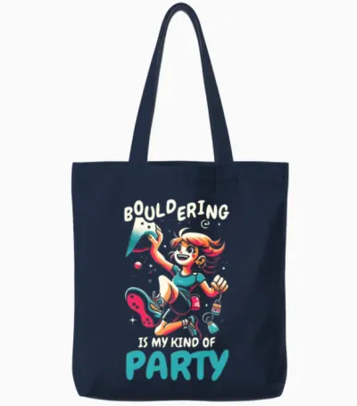 Bouldering Girl Boulderer Rock Climbing Wall Tote Bags - Navy