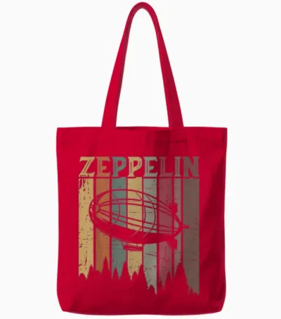 Retro Zeppelin 70s 80s Dirigible Airship Zepelin Zepplin Tote Bags - Red