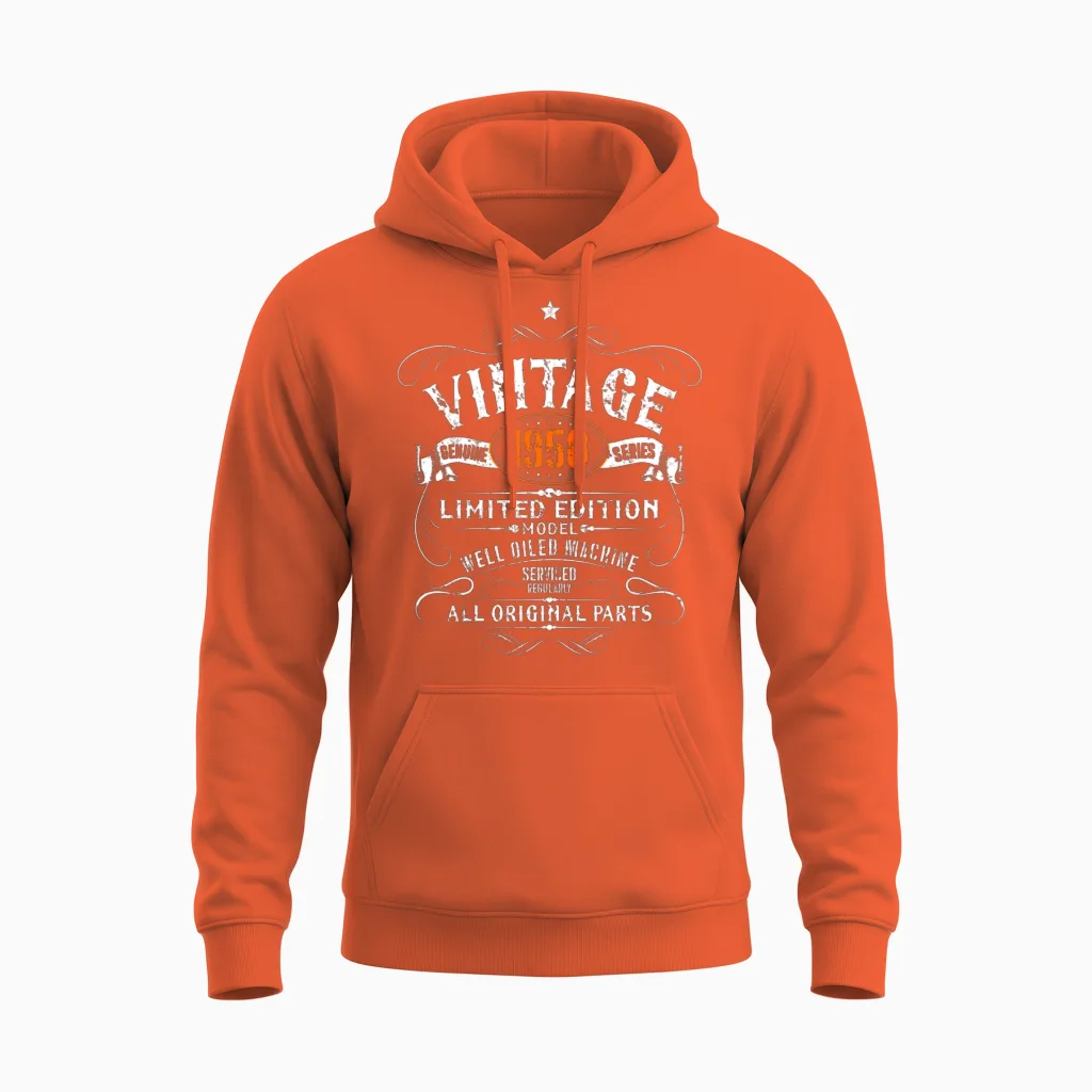 60th Birthday - Vintage 1958 Gift Unisex Hoodie in Orange