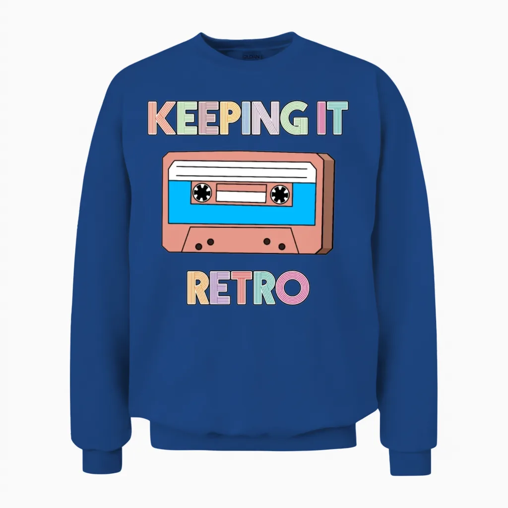 Keeping It Retro - 90's Retro Cassette Tape Design Unisex Sweatshirt - Royal