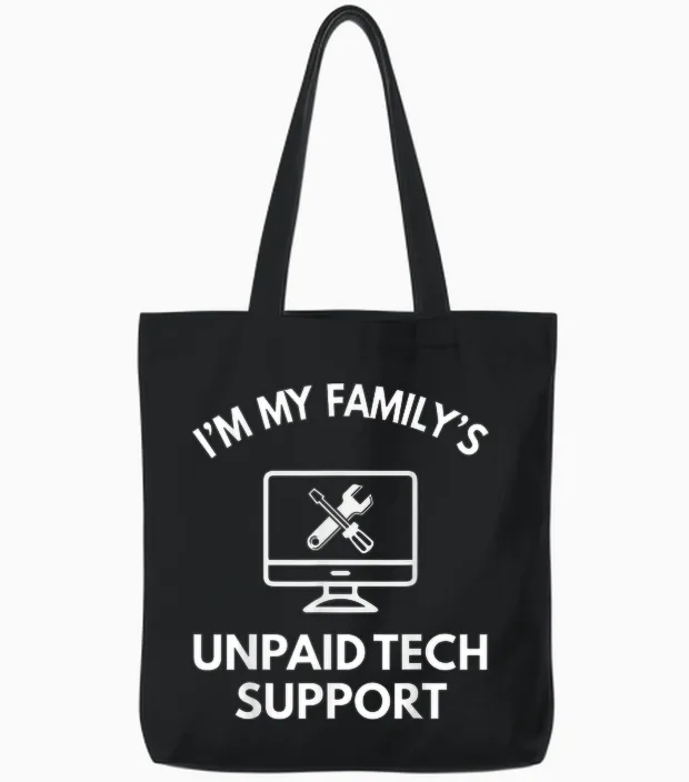 Family's Unpaid Tech It Support Funny Computer Engineer Tote Bags in Black