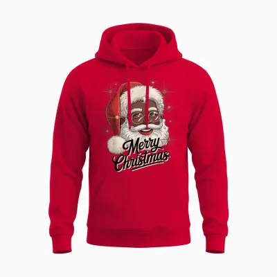 African American Santa Christmas Black Xmas Unisex Hoodie - Red