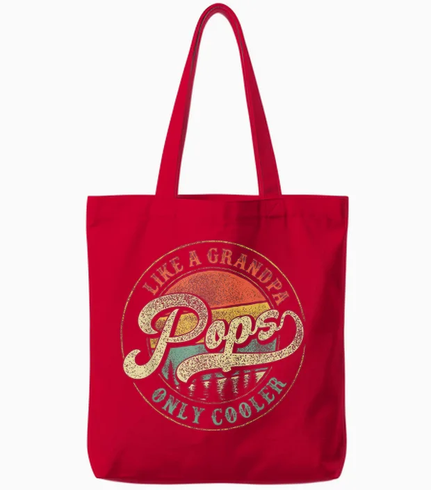 Pops Like a Grandpa Only Cooler Retro Gift Pops Dad Grandpa Tote Bags in Red