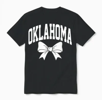 Oklahoma Cute Bow for Women Girls Sisters Daughters Unisex T-Shirt - Black