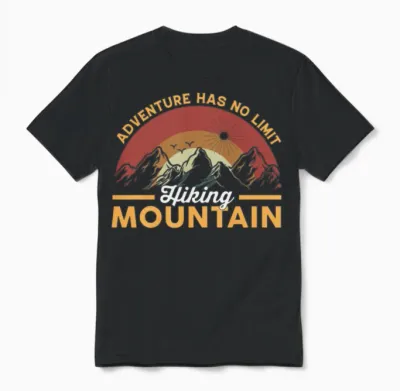 Adventure Has No Limit Hiking Mountains Unisex T-Shirt - Black
