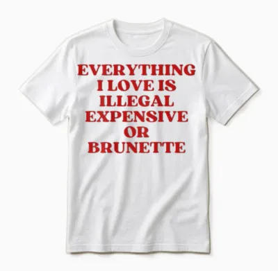 Expensive Gold Brunette (on Back) Unisex T-Shirt - White