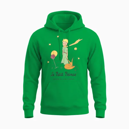 Le Petit Prince Stars Fox Pink Planet Unisex Hoodie in Irish Green