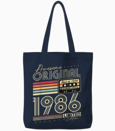 Original 1986 Vintage 40th Birthday Gift Man Woman Tote Bags - Navy