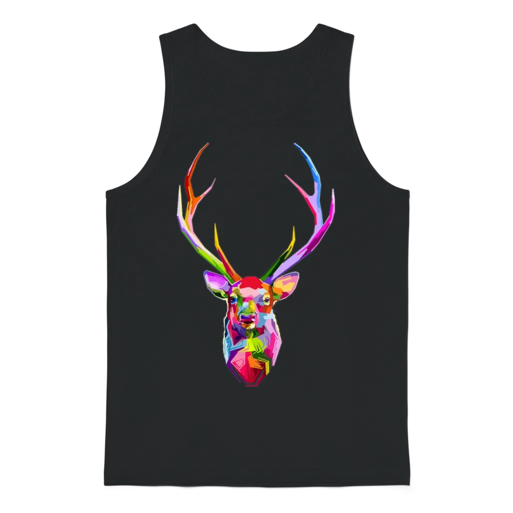 Colorful Deer Head T Shirt Deer Head T Shirt Deer Unisex Tank Top - Black
