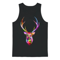 Colorful Deer Head T Shirt Deer Head T Shirt Deer Unisex Tank Top - Black – 1