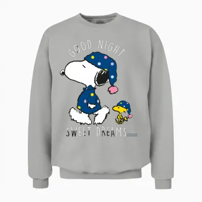 Peanuts Snoopy Woodstock Bonne Nuit, Doux Rêves Classiques T-Shirt Haut De Gamme Unisex Sweatshirt - Ash