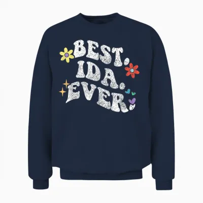 Retro Groovy Best Ida Ever Vorname Muttertag Mädchen Unisex Sweatshirt - Navy