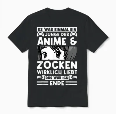 Ein Junge Der Anime & Zocken Liebt Anime Zocken Unisex T-Shirt - Black