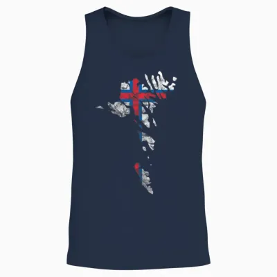 Faroe Islands Silhouette Faroese Flag Scandinavia Unisex Tank Top - Navy
