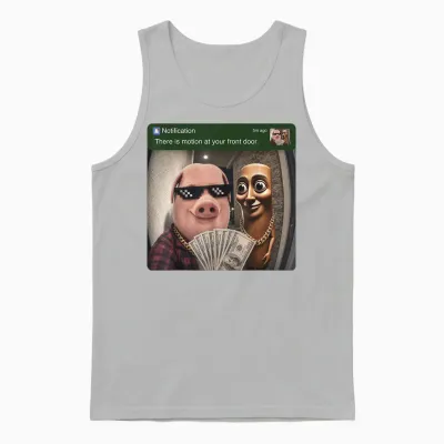 There Is Motion at Your Front Door Tung Tung Tung John Pork Unisex Tank Top - Ash