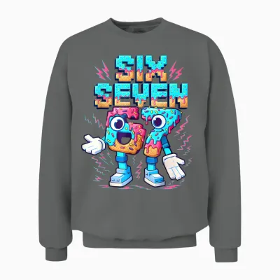 67 Six Seven 6-7 - Funny Italian Brainrot Ice Cream Drip Unisex Sweatshirt - Graphite Heather