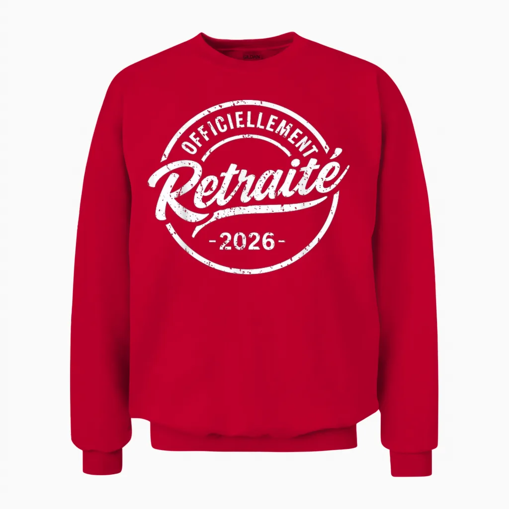 Homme Retraite Homme Officiellement Retraité 2026 Unisex Sweatshirt in Red