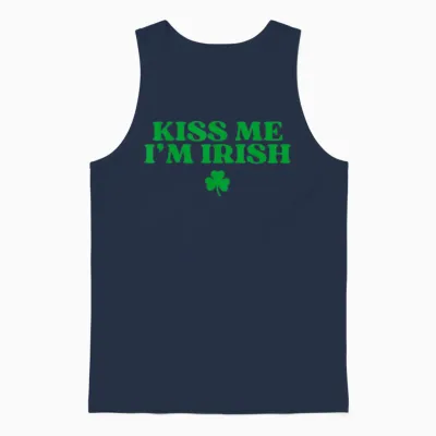 Kiss Me I'm Irish Shirt Women Men Kids Funny St Patricks Day Unisex Tank Top - Navy