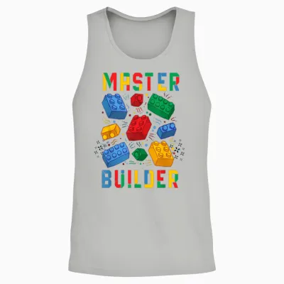 Brick Builder Funny Blocks Building Master Builder Unisex Tank Top - Ash