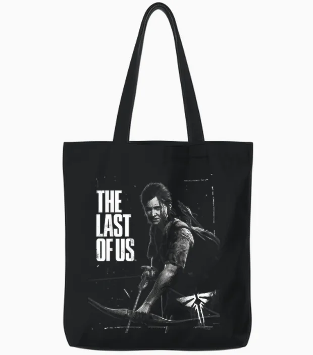 The Last of Us Ellie Readys Bow Black and White Portrait Tote Bags in Black