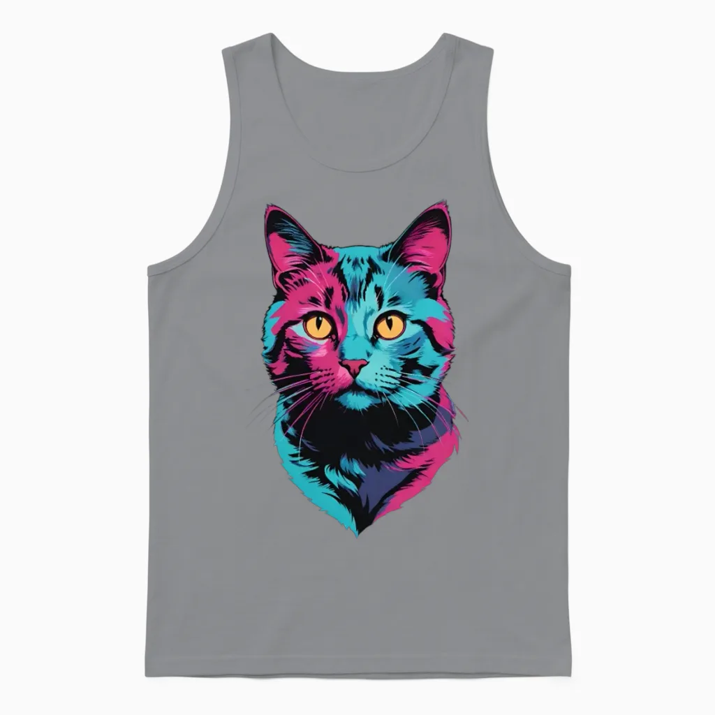 Retro Pop Cat Lovers Unisex Tank Top in Sport Grey