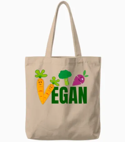 Vegan Funny Veggies Tote Bags - Natural