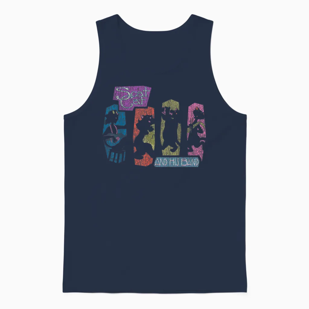 Disney the Aristocats Scat Cat and His Band T-Shirt, Black, S Unisex Tank Top in Navy