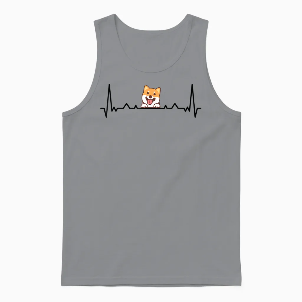 Shiba Inu Heartbeat Funny Shiba Inu Owner for Dog Lovers Unisex Tank Top in Sport Grey