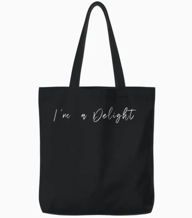 I'm a Delight Funny Tote Bags in Black