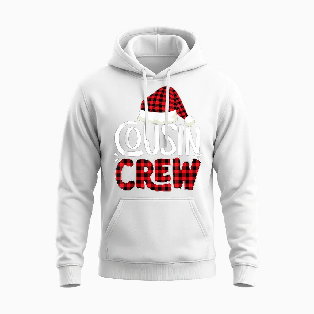 Cousin Crew Family Group Matching Christmas Pajama Party Unisex Hoodie in White