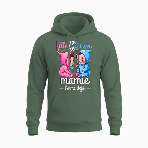 Gift Gender Reveal Granny Party Gender Reveal Unisex Hoodie - Military Green